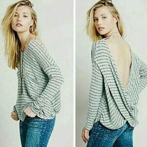 Free People Angel Island Stripe Hacci Jumper in Mint Stripe